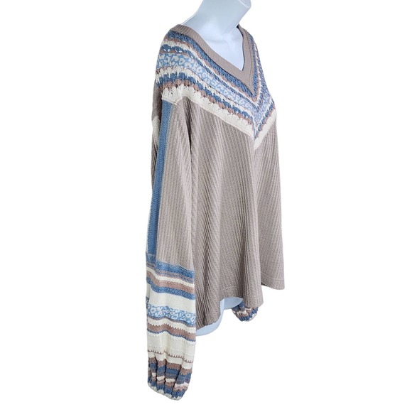 Free People Copenhagen Thermal Top Size Medium Double V- Neck OB995549 - Picture 4 of 10